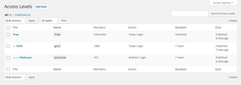 The membership WordPress plugin, Restrict Users Access, lets you make different member levels. 